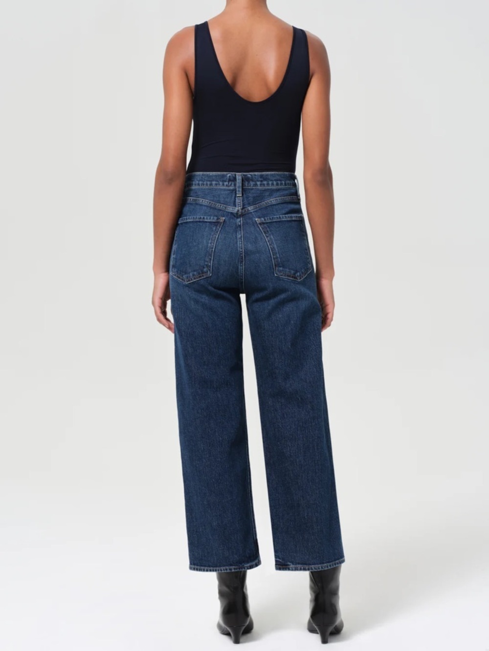 Agolde Ren Jean Echo 23 Dark Indigo Denim Jeans High Rise Wide Leg Blue Jean - Picture 3 of 9